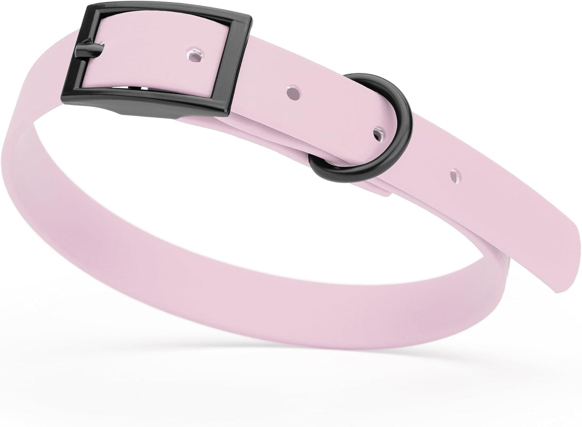 Dogline Biothane Waterproof Dog Collar Strong Coated Nylon Webbing with Black Hardware Odor- Proof for Easy Care Easy to Clean High Performance Fits Small Medium or Large Dogs, Pastel Purple