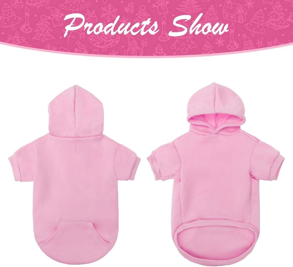 KOOLTAIL Basic Dog Hoodie - Soft and Warm Dog Hoodie Sweater with Leash Hole and Pocket, Dog Winter Coat, Cold Weather Clothes Sweatshirt for Small Medium Large Dogs Puppy Cat Boys Girls Pink M