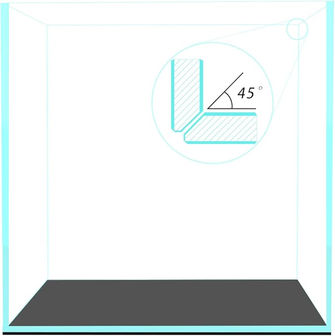 Fzone 7 Gal Rimless Low Iron Fish Tank Nova Clear Ultra-White 45° Mitered Edges Translucent Glass Anata Series Aquarium w/Black Foam Leveling Mat(S30C)