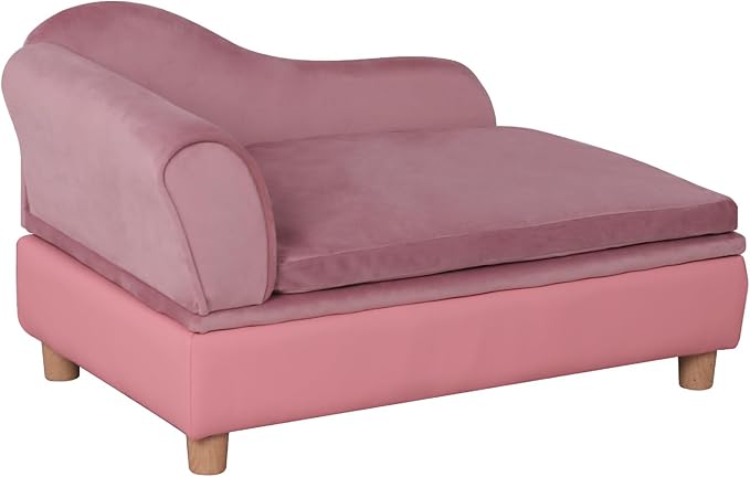 Pet Bed Sofa, Puppy Bed with Storage, Small Dog Couch with Removable & Washable Cushion, Comfy Pet Couch Bed for Cats & Puppy(Pink)