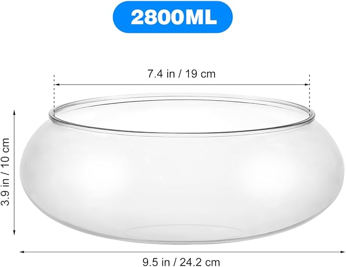 BESPORTBLE Transparent Desktop Aquarium Tank for Betta and Goldfish, 9.52x9.52x3.93 Inch Plastic Fish Bowl, 2800ml Shatterproof Fish Container for Home and Office Decor