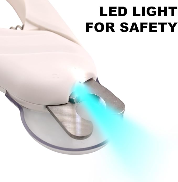 Cat Nail Clipper & Small Dog Nail Clippers with LED Light - Illuminates Nails & Bloodline for Safe, Easy Trimming - Extra Sharp, Avoid Over-Cutting - Essential Cat Supplies, White