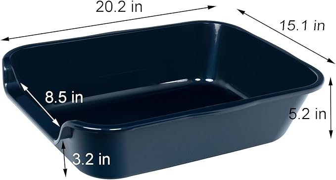 2 Pack of Extra Large Cat Litter Box (ABS Material), Low Entry Senior Litter Pen for Geriatric Kitty Big Cats, Jumbo Pet Safe Litter Boxes Tray for Pets Potty (Dark Blue, 20" L x 15.5" W)