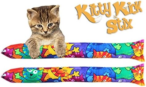 Kitty Kick Stix 15" Original Catnip Kicker Toy (Set of 2), Handmade in USA by Cat Lovers, Interactive Natural Cat & Kitten Toy, Packed with 100% Potent Catnip for All Breeds (Happy Cats)