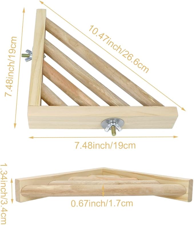 Litewoo Bird Perch Corner Platform Stand Shelf for Birds Budgie Parakeet Cockatiel Conure Cockatoo（Ladder）