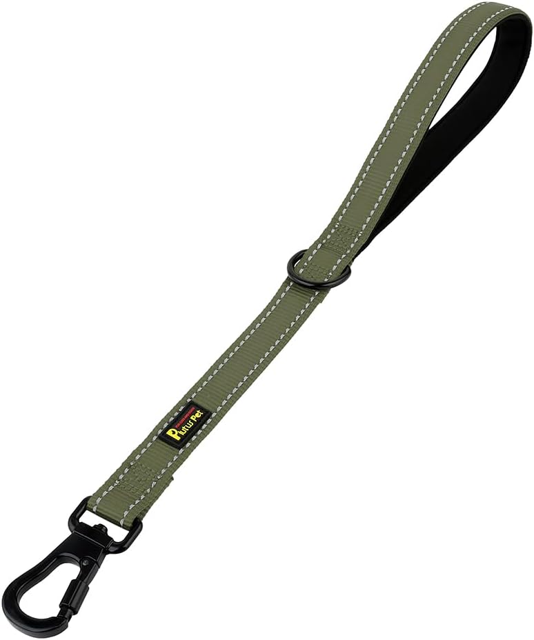 PLUTUS PET Short Training Dog Leash with Padded Handle for Medium Large Dogs,18 Inch Heavy Duty Strong Traffic Leash with Carabiner Clip for Climbing Walking or Guiding Blind(18”，Ranger Green)