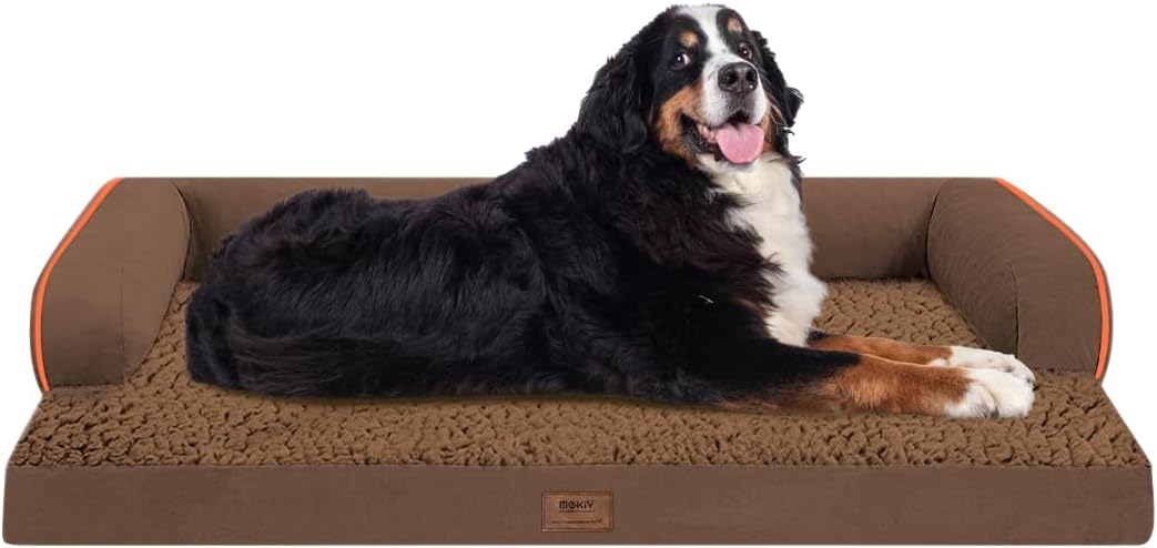 Large Dog Bed Orthopedic Washable - Extra Large XXXLarge Dogs, Orthopedic Coffee Jumbo Dog Bed with Waterproof Cover and Removable Egg Foam, Couch Bed Bolster