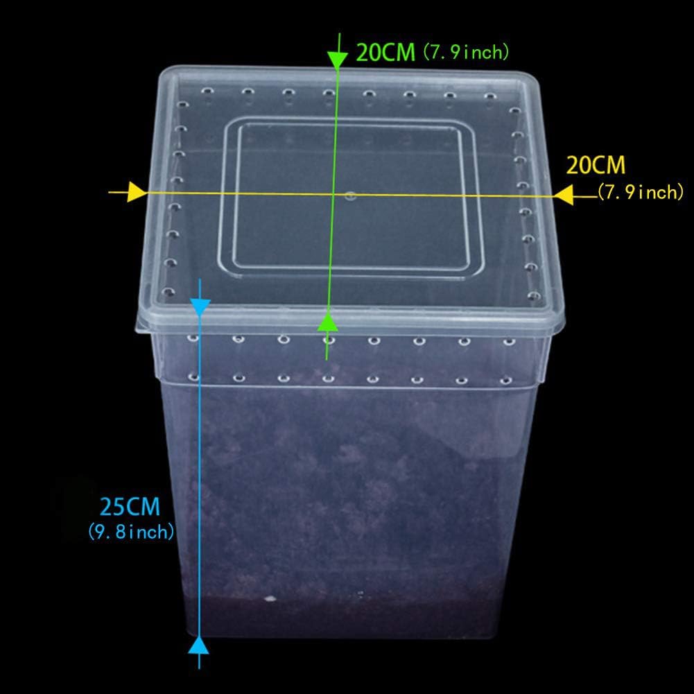 OMEM Portable Reptile Terrarium Habitat for Mini Pet Houses Breathable Holes Stackable Container (Extra H)