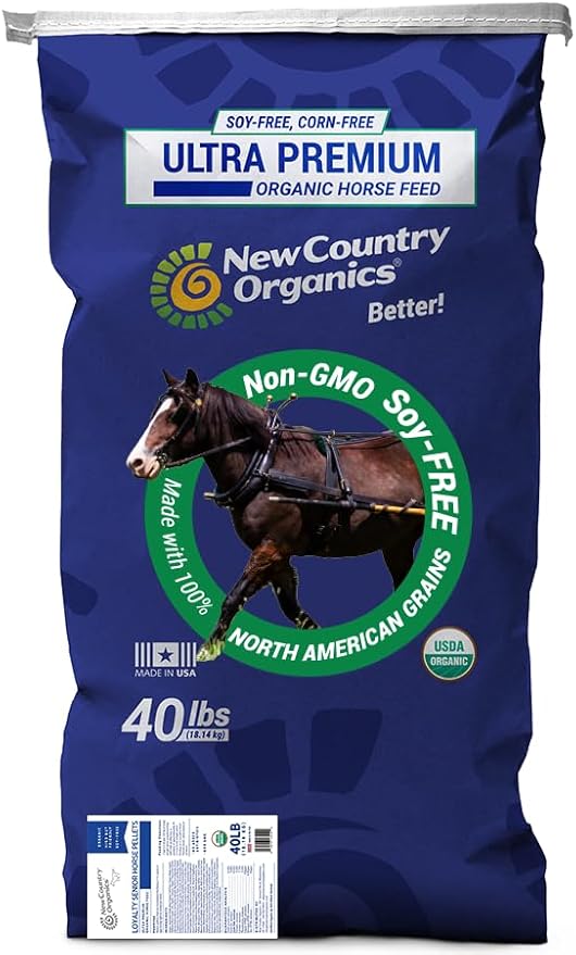 New Country Organics | Loyalty Senior Horse Pellets for Horses 15+ Years Old | Corn-Free and Soy-Free | 16% Protein | Certified Organic and Non-GMO | Nutrition for Senior Horses 40 lbs | Grain Feed