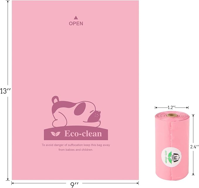 ECO-CLEAN 360 Count Dog Poop Bags with Dispenser, Leak-Proof, Cherry Blossom scented