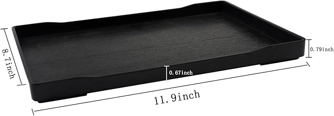 OMEM Reptile Bowl Large Food and Water Dish Enough Space Also Fit for Bath Simulated Wood Grain Surface (L, Black)