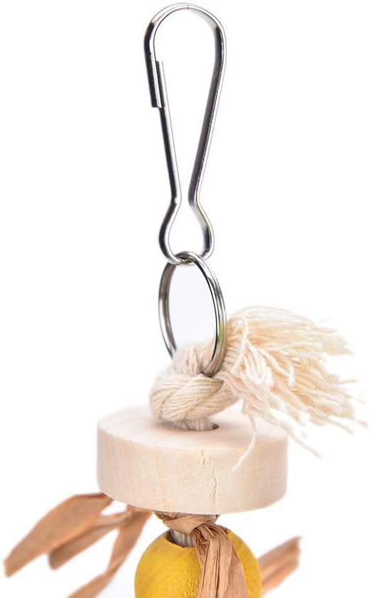 Hypeety Parrot Pet Bird Chew Bird Toys Parakeet Toys Wooden Straw with Bell Cage Swing Toys Bird Cage Hanging Accessory