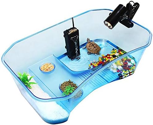Turtle Tank Aquarium,Reptile Tank, Terrapin Lake with Platform Plants for Pet Reptile Habitat