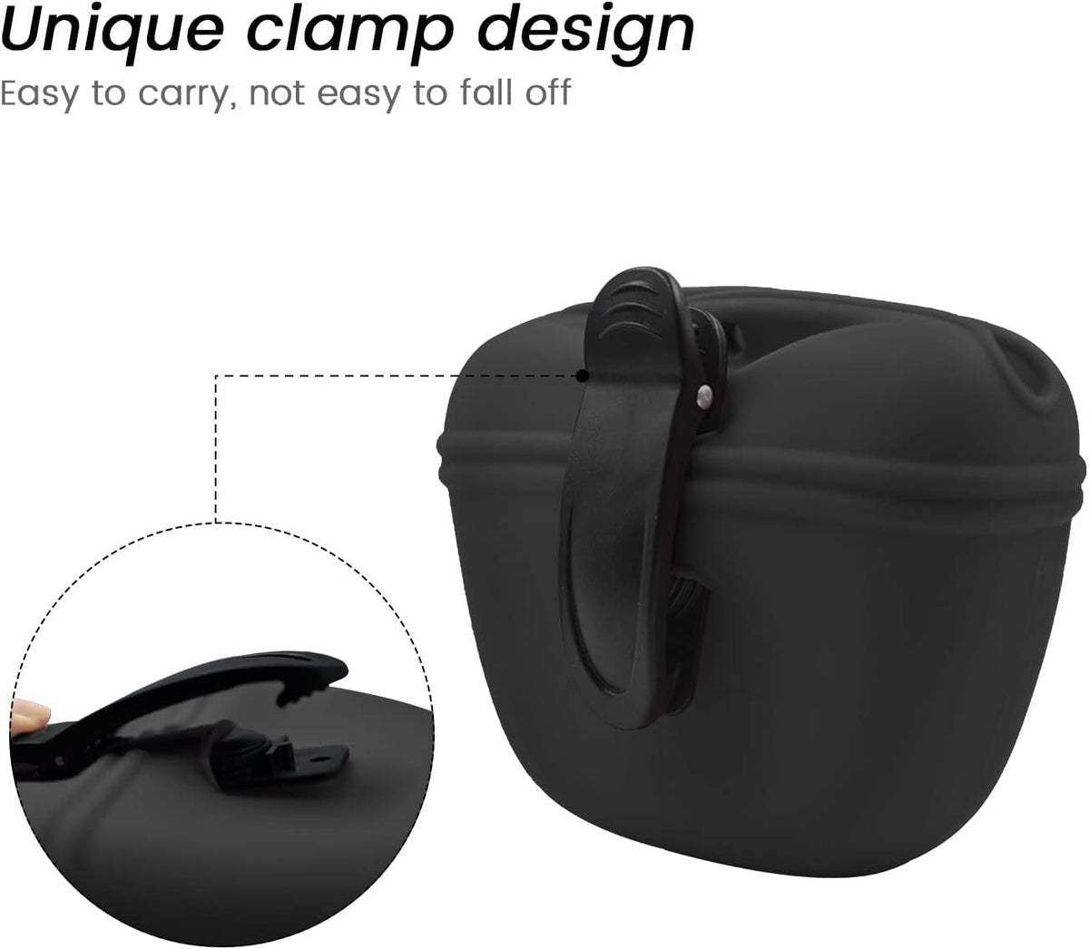 AUDWUD Silicone Dog Treat Pouch,Clip on Portable Training Container,Convenient Magnetic Buckle Closing and Waist Clip,No BPA
