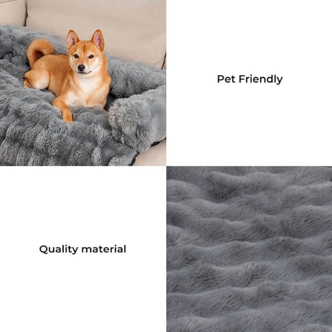 Dream Cloud Pet Sofa Bed for Dogs Cats, 2026 Washable Removable Calming Fluffy Plush Mat for Furniture Protector, Long Fur Non-Slip, for Small/Medium/Large Home Pets (Coffee, S：27.6 * 24in)