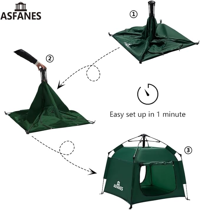 Outdoor Waterproof Pet Automatic Camping Tent, Pop up Cave Bed for Indoor Cats and Small Dogs, Portable Cat House Dog House, Army Green.