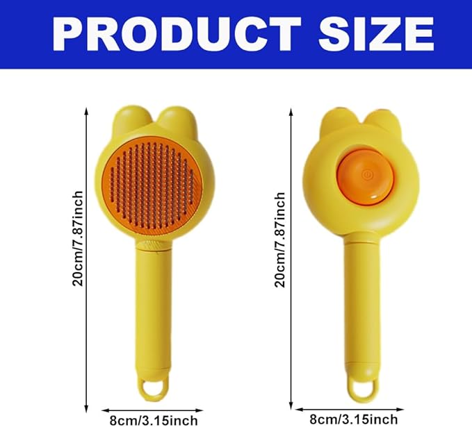 Cat Brush for Short or Long Haired Cats Dogs Rabbits, Cute Dog Brush with Release Button for Massage and Removes Loose Fur