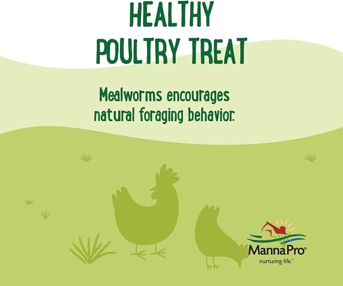 Manna Pro Farmhouse Favorites Mealworms Poultry Treat - Protein Treat for Chicken - Poultry, Turkey, Ducks, Geese, and Guinea Fowl Treat - Contains 50% Protein - 100% Natural Poultry Snack - 2lbs