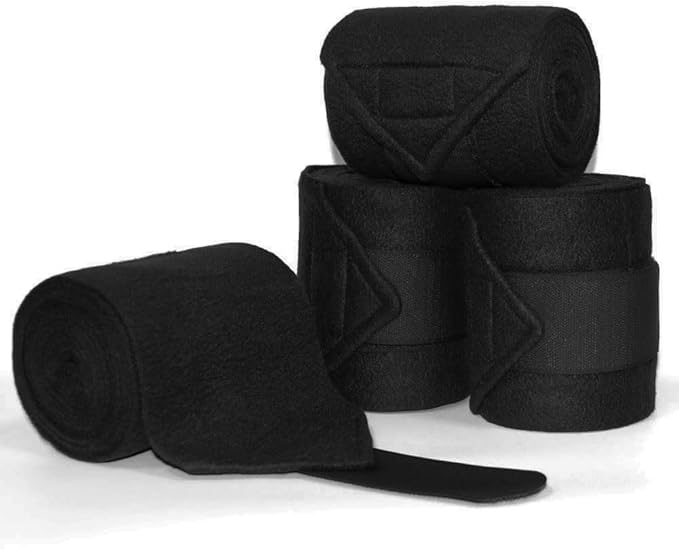 Horse Polo Leg Wraps Soft Fleece Wraps Equestrian Leg Bandage 4-Pack (Cob(8.2ft), Black)