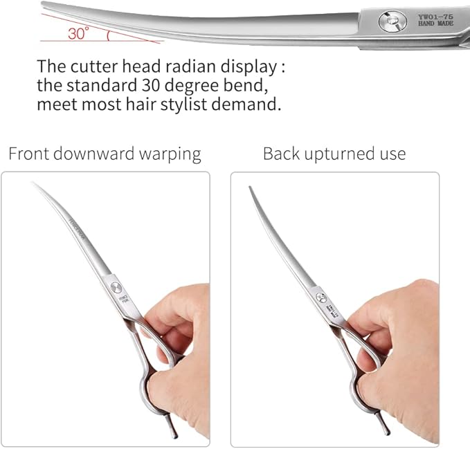 Fenice Peak 3pcs Dog Grooming Scissors Set Straight Thinning Curved Shears Stainless Steel Shears for Pet Grooming Sharp and Durable with Case Suitable for home users and Professional Groomer