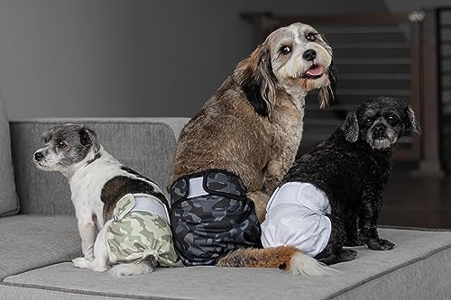 Pet Parents® Washable Dog Diapers (3pack) + Extendrs® of Durable Doggie Diapers, Premium Dog Diapers Female & Male (X-Large, Camo)