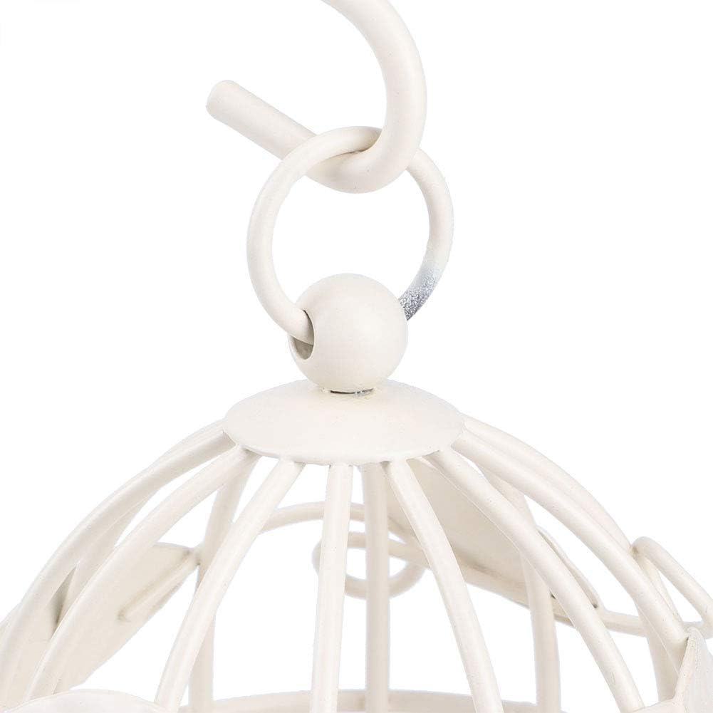 Birdcage Candle Holder, Hanging Candle Holder Decorative Bird Cages Bird Cage Decor Vintage Metal Candlestick for Wedding, Party(White)