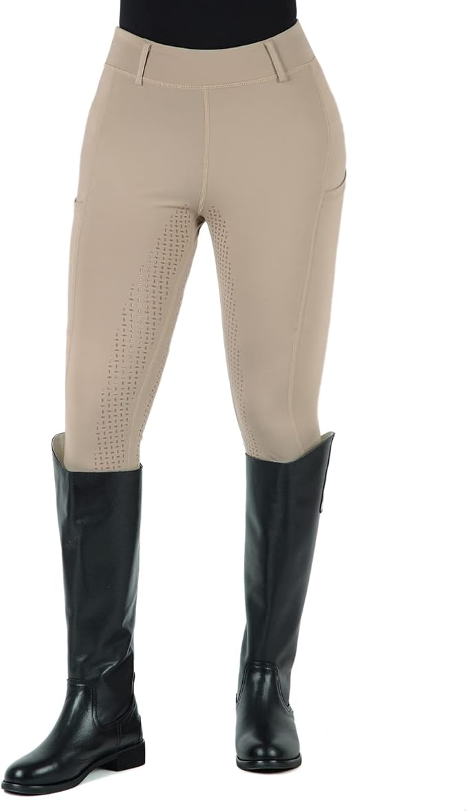 beroy Horse Riding -Pants Women Equestrian-Breeches - Ladies Training Horseback Riding Tights Full Seat Silicone Pockets
