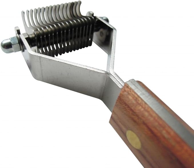 Mars Coat King Dematting Undercoat Grooming Rake Stripper Tool for Dogs and Cats, Stainless Steel with Wooden Handle for Thick Coats, 16-Blade Stripper for Groomers, Pet Owners