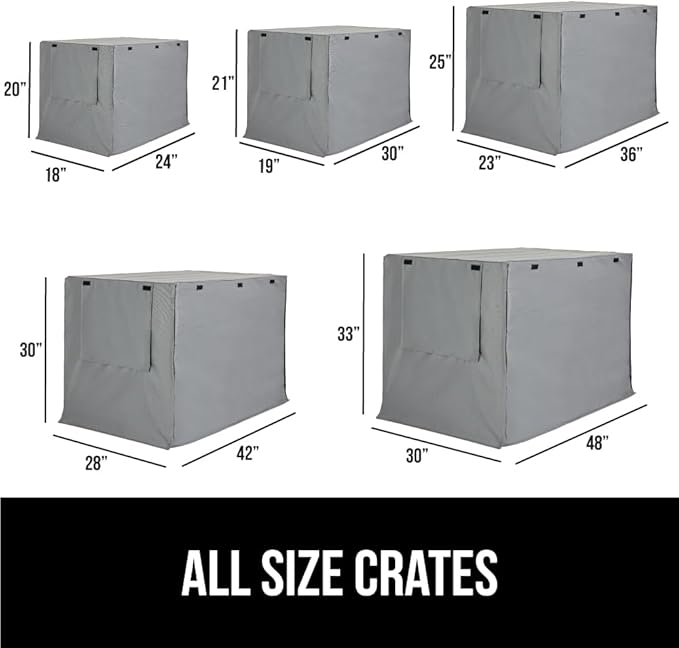 GORILLA GRIP Dog Crate Covers Compatible with Amazon Basics Dog Crates, All Sides Open, Privacy Cover Fits 30" Wire Kennel, Breathable Mesh Windows, Light Reducing Puppy Training Cage Topper, Gray
