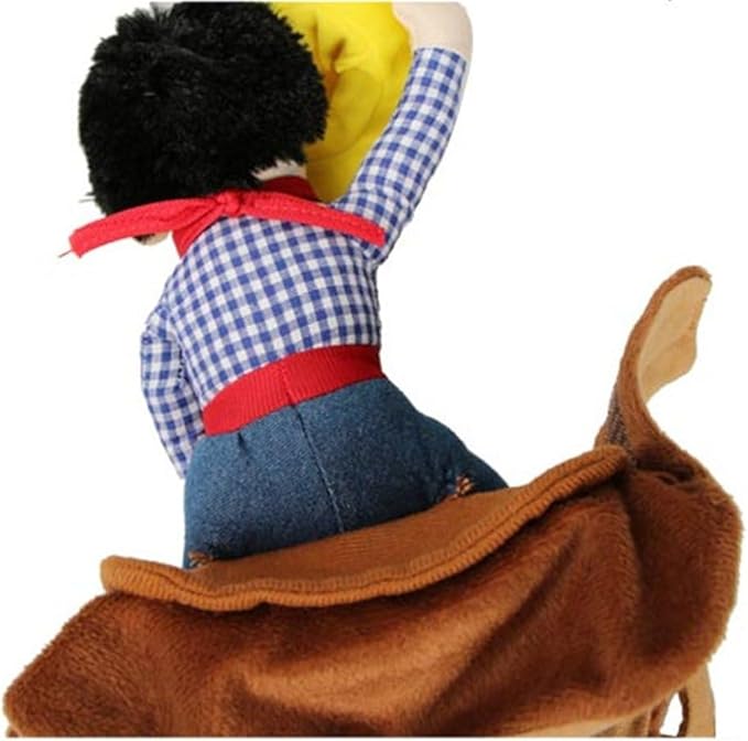 Deluxe Cowboy Rider Pet Costume - Funny Dog Halloween Outfit with Doll and Hat, Adjustable Knight Style Costume for Labs, German Shepherds, and Golden Retrievers, and More (XS)
