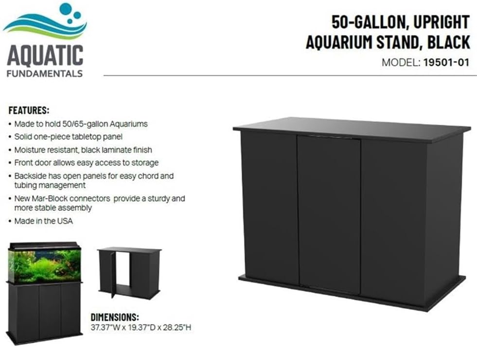 Pemberly Row Engineered Wood 50/65 Gallon Black Upright Aquarium Stand