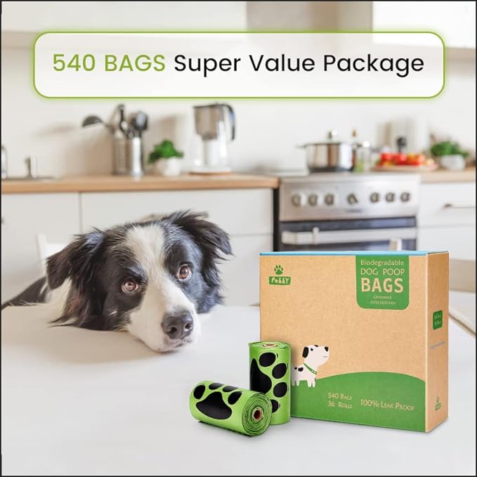 Dog Poop Bags Rolls 540 Count, Unscented Refill Rolls, 9" X 13" Doggie Poop Bags, Dog Waste Bags BY PobbY