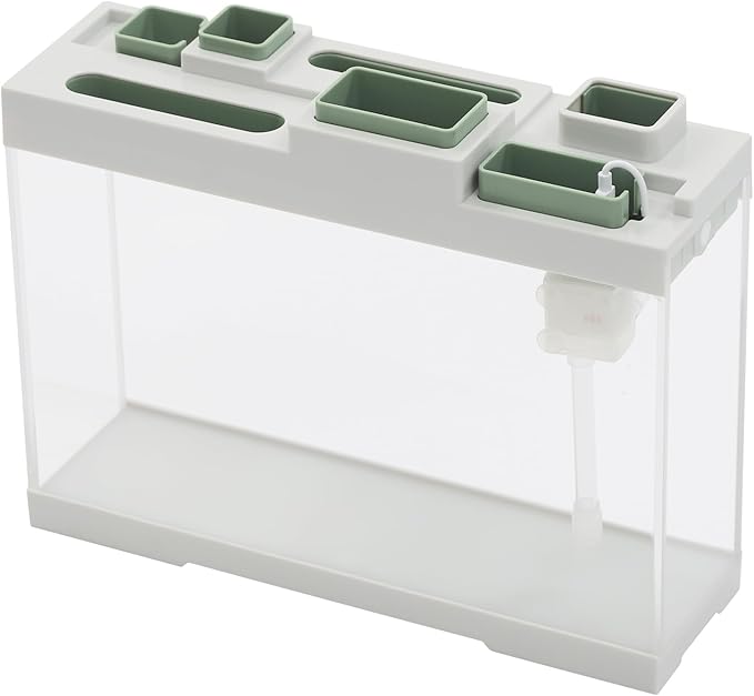 Modern Acrylic Betta Fish Tank Aquarium Kit with LED Lighting and USB Charging Ports 20 Gallon Small Fish Tank for Home Office Decor, Ideal for Living Rooms, bedrooms (White)