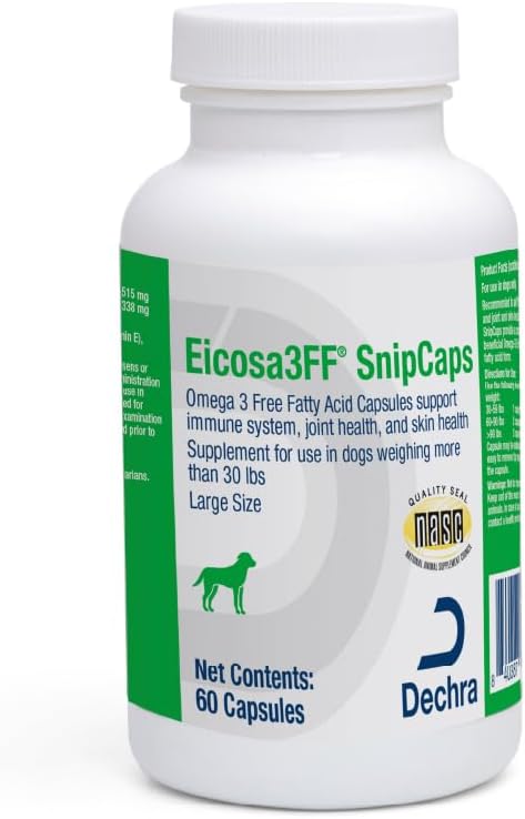 Eicosa3FF SnipCaps Omega 3 Free Fatty Acid Capsules for Dogs - Large, 60 ct