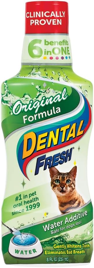 Dental Fresh Water Additive for Cats, Original Formula, 8 oz – Cat Breath Freshener – Products for Cats to Help Overall Cat Dental Health