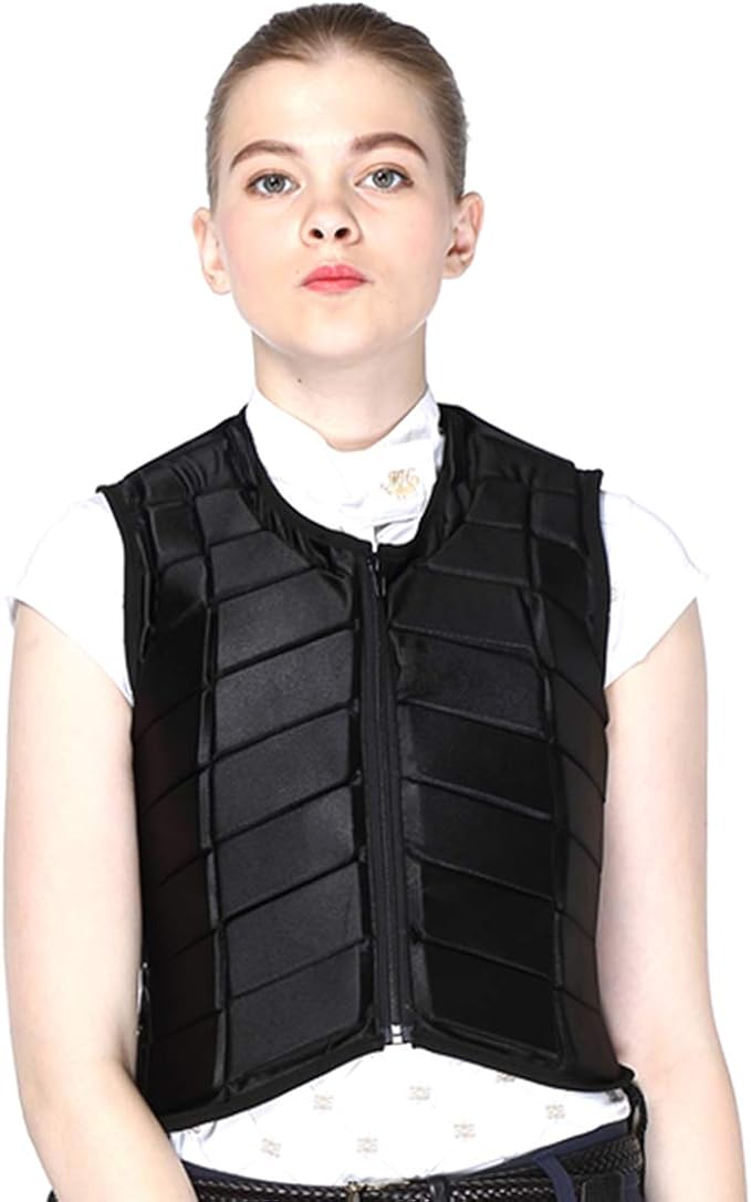 UNISTRENGH Equestrian Vest Professional Safety EVA Padded Horse Riding Vest Unisex Black Zipper Protector Gear Waistcoat