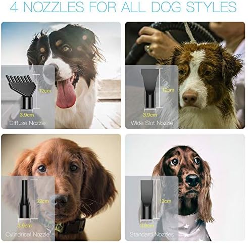 Burano Dog Dryer, High Velocity Pet Hair Dryer, 4.3HP Stepless Adjustable Speed Dog Hair Force Dryer for Dogs, Cats & More, Powerful Pet Blower with Heater