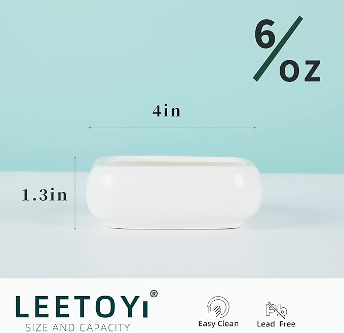 Reptile Food Bowls Ceramic Square Reptile Water Food Dish, Pet Food Bowl for Lizards, Young Bearded Dragons, Small Snakes, Gecko Tortoise Spider (White, Medium-1Pack)