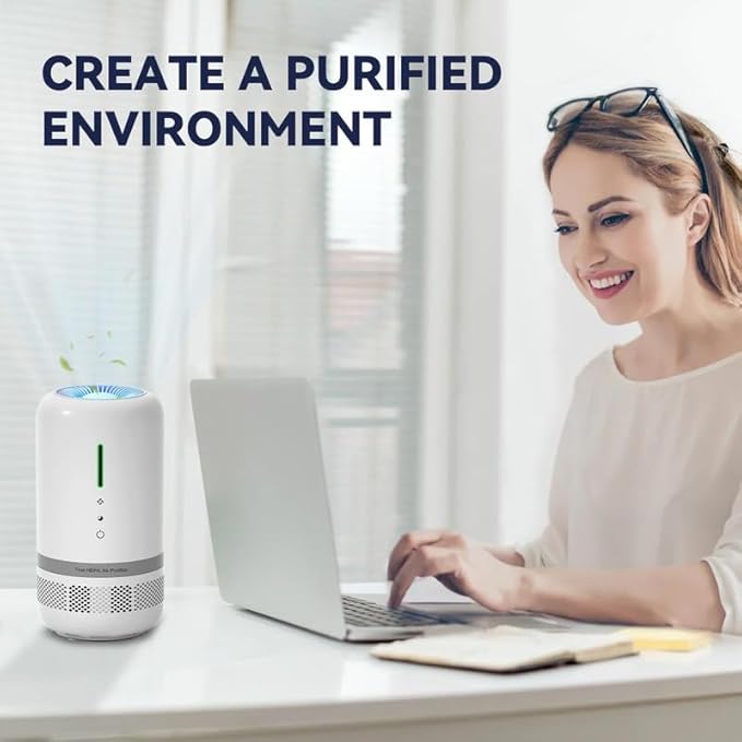 Air Purifiers for Home,H13 HEPA Small Air Purifier for Room up to 960ft²,Air Purifiers for Home Pets,Odor,Dust,Quiet Air Cleaner for Office,Living Room,Bedroom,Kitchen,White 1 Pack