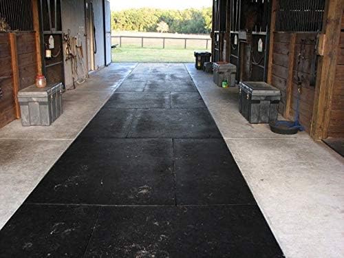 American Floor Mats - Heavy Duty Stall Tiles - Stable/Horse Flooring - Thick, Durable Rubber Solid Black 8' x 20' Set 3/8" Thick (40 Tiles Total)