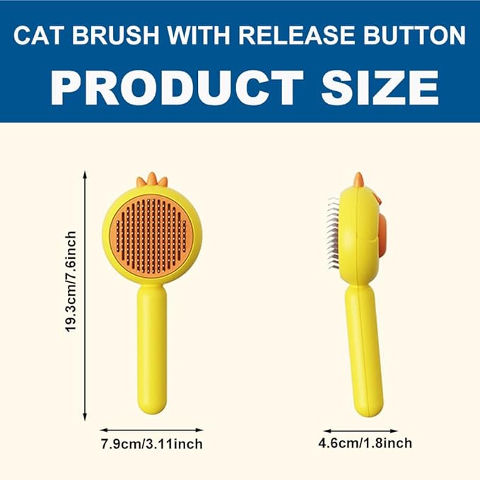 Cat Brush for Short or Long Haired Cats Dogs Rabbits, Cute Dog Brush with Release Button for Massage and Removes Loose Fur