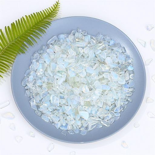 YATOJUZI Opal 1LB Aquarium Gravel Rocks Bulk Wholesale Tumbled Crystals Stones Chips Crushed Reiki Energy Balancing Gemstones for Planters Vase Filler Fountain Fish Tank Potted Decor