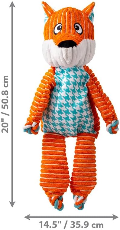KONG Floppy Knots - Durable No‑Stuffing Squeaky Rope & Plush Dog Toy - for Teething, Playing (Fox, Extra Large)