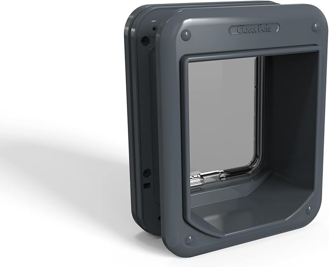 Closer Pets Microchip Activated Cat Flap (360) - ISO and AVID Compatible, for Small to Medium Cats, Accommodates up to 30 Pets, for Single/Multiple glazing, UPVC, walls and Wood, Grey