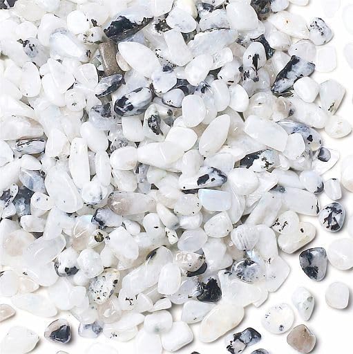 YATOJUZI Moonstone 1LB Aquarium Gravel Rocks Bulk Wholesale Tumbled Crystals Stones Chips Crushed Reiki Energy Balancing Gemstones for Planters Vase Filler Fountain Fish Tank Potted Decor