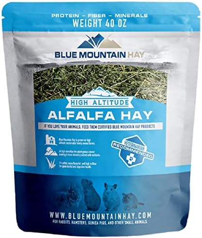 Blue Mountain Hay | Fresh Alfalfa Hay (40 Ounce) | High Leaf Retention | Nutritious High-Altitude Hay Pet Food for Rabbits, Guinea Pigs, Chinchillas, Hamsters, and Other Small Pets