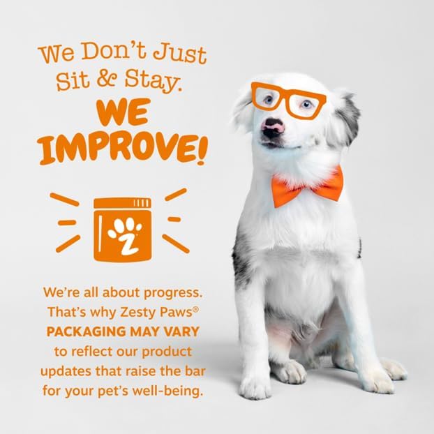 Zesty Paws Multivitamin Treats for Dogs, Glucosamine Chondroitin Joint Support + Digestive Enzymes & Probiotics, Grain Free Dog Vitamins and Supplements for Skin & Coat, Peanut Butter - 90ct