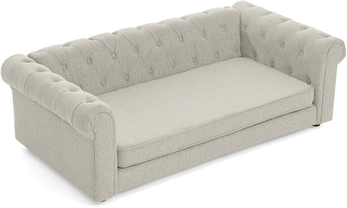 Dog Sofa Couch for Medium to Large Dogs, 55" Memory Foam Pet Sofa Couch with Washable Fabric, Durable Elevated Dog Bed with Legs, Removable Cushion for Medium and Large Dogs, Beige