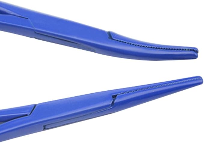 LILYS PET Pet Stainless Steel Hemostat Hemostatic Forcep,Pet Ear Hair Pull Forcep (Bend Head+Straight Head(Blue), 12cm)