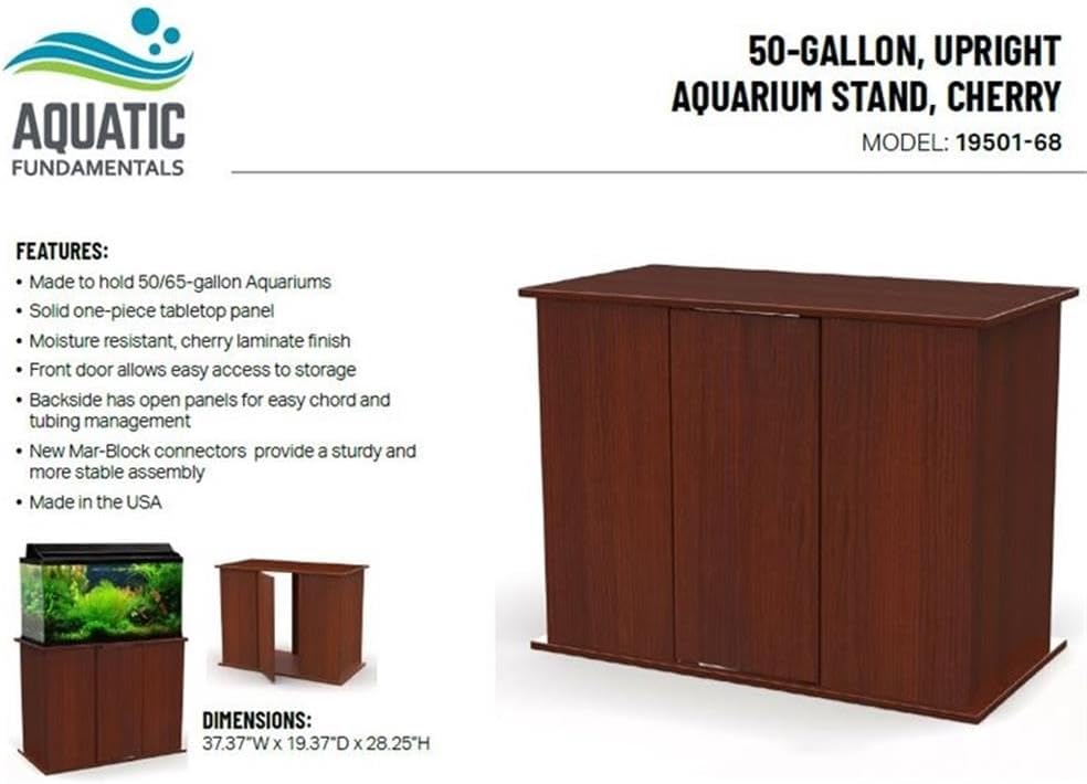 Pemberly Row Engineered Wood 50/65 Gallon Serene Cherry Upright Aquarium Stand